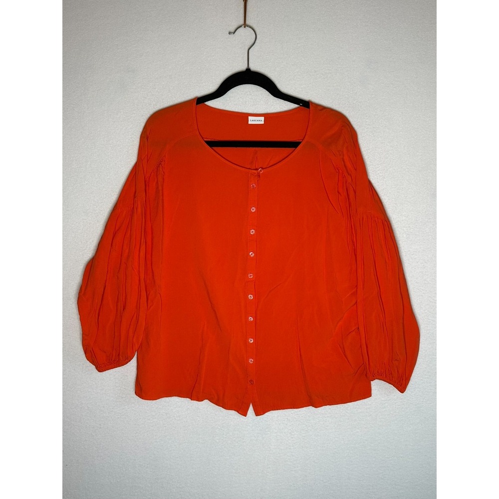 LASCANA Red Long Sleeve Button Front Blouse Womens Size 14 X34480-14-RD